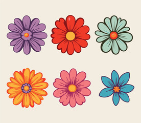 Floral Icons Vector Isolated 