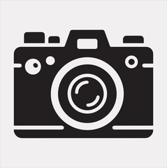 Camera silhouette vector on a white background