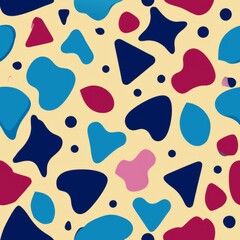 Fototapeta premium Seamless pattern of fun shapes in contrasting colors, Generative AI