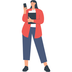 Flat Illustration of Student Character. Vector Clipart Isolated on White Background