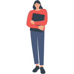 Flat Illustration of Student Character. Vector Clipart Isolated on White Background