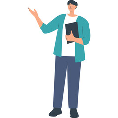 Flat Illustration of Student Character. Vector Clipart Isolated on White Background