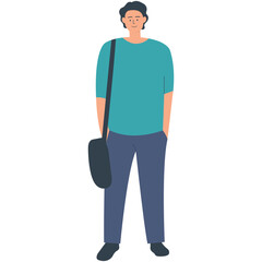 Flat Illustration of Student Character. Vector Clipart Isolated on White Background