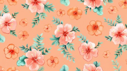 Delicate watercolor florals on a soft pastel backdrop create a charming, seamless design perfect for various projects.