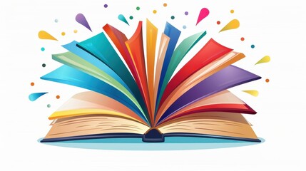 A vibrant illustration of an open book, celebrating knowledge and imagination for Book Day. Perfect for literary enthusiasts