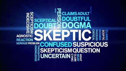 Skeptic animated word cloud;text design animation tag kinetic typography seamless loop.