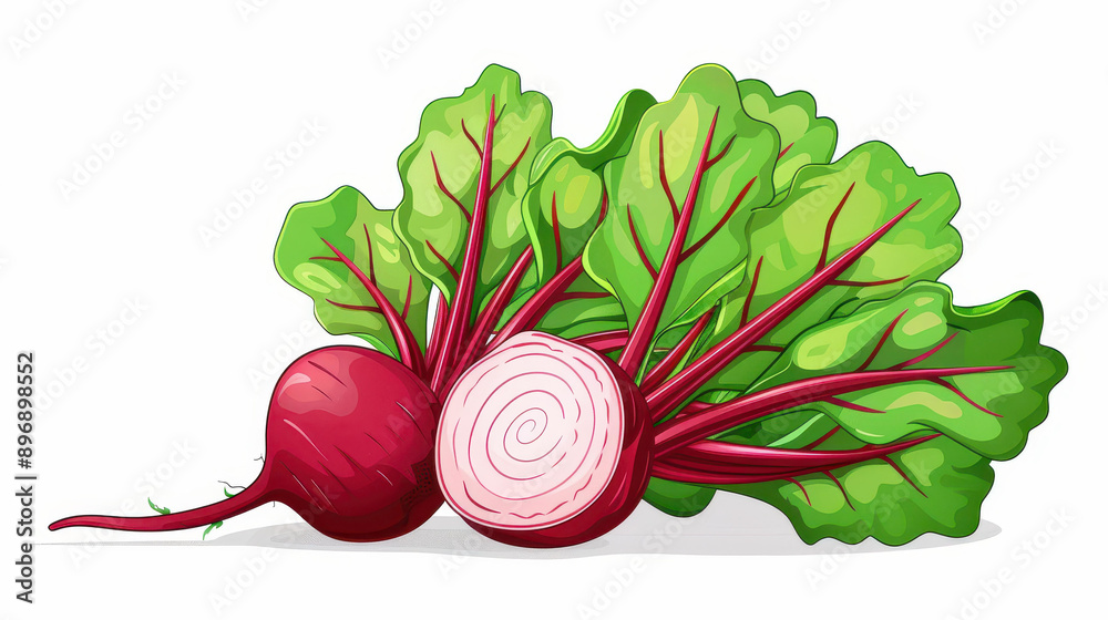 Canvas Prints Bright red beetroot illustration, showcasing organic produce. A vibrant depiction of healthy food with intricate handdrawn details.