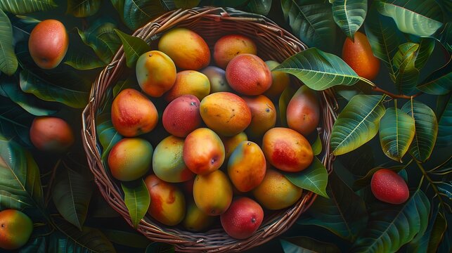 kacha mango in basket