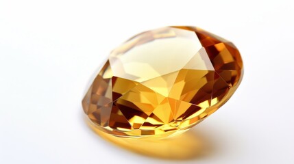Fototapeta premium Polished Topaz Gemstone CloseUp, Faceted Cut, Shiny Amber Hue for Jewelry Design and Decor