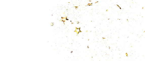 Stars - Holiday golden decoration, glitter frame isolated -