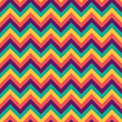 Seamless pattern of rainbow zigzags and waves, Generative AI