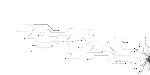 Vectors Technology white circuit diagram. High-tech connection system on a white background.