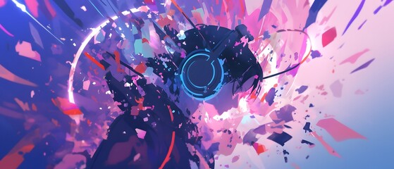 Fototapeta premium Abstract Digital Art with Headphones.