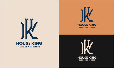 Letter H and K House king logo template, vector illustration - Vector concept EPS10 file