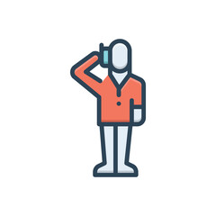 Color illustration icon for talking on phone
