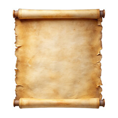 Old mediaeval paper sheet parchment scroll isolated on transparent background