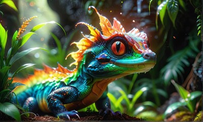 Obraz premium Rainbow Dragon Guardian