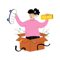 Modern vector design illustration of parcel unboxing