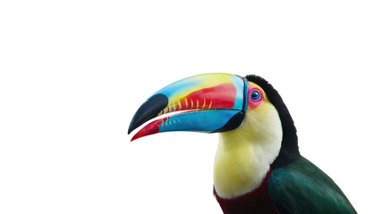 Naklejka premium a vibrant and colorful toucan bird on white background.