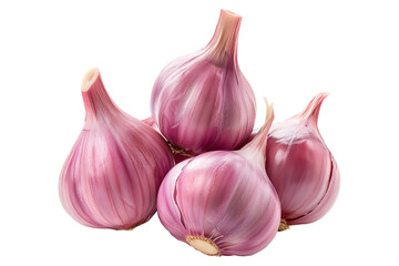 Fresh organic red shallots isolated on white background, ideal for healthy cooking and culinary use