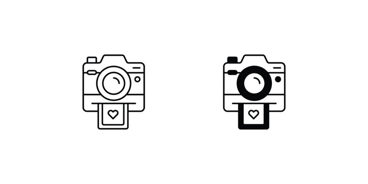 polaroid camera set icon with white background vector stock illustration