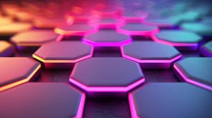 Fototapeta premium Discover stunning hexagonal patterns that illuminate innovation in technology against a sleek dark backdrop.