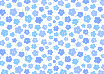 ブルーのかわいいシームレス花パターン
Cute seamless floral pattern in blue