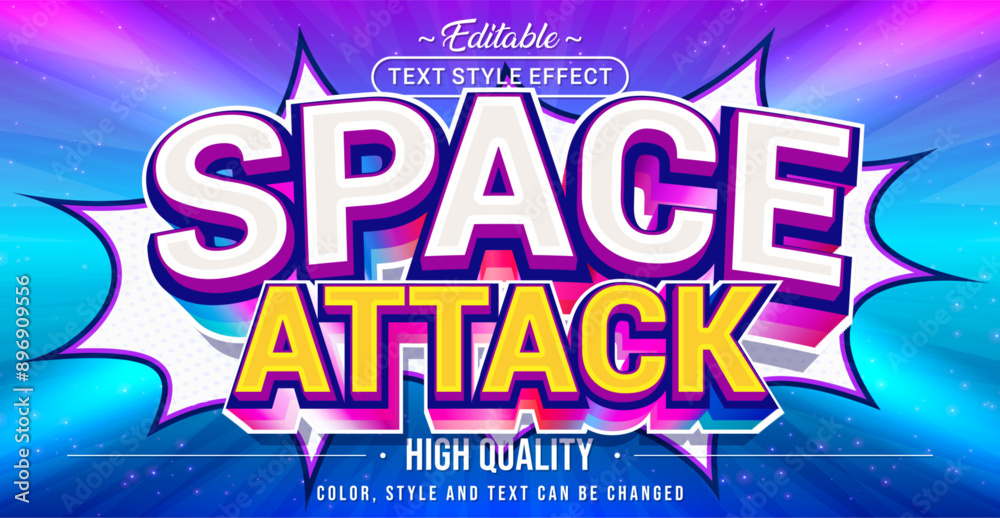 Aufkleber editable text style effect - space attack text style theme.