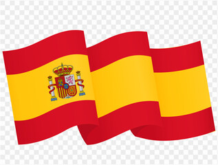 Obraz premium Spain flag wave isolated on png or transparent background vector illustration.