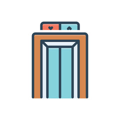 Color illustration icon for elevator