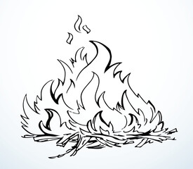 Vector drawing. Big hot fire
