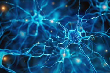 Neurons and nervous system. Human synapse brain science nerve cell. Anatomy biology
