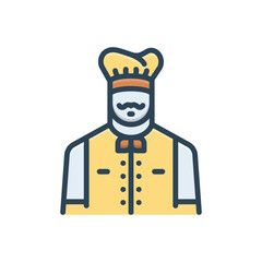 Color illustration icon for chef