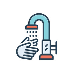 Color illustration icon for wash hand