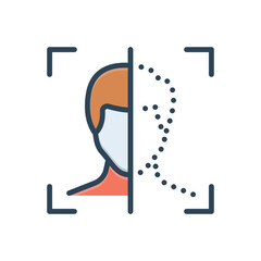 Color illustration icon for face detection