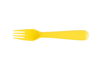 Yellow fork isolated on transparent background. 
