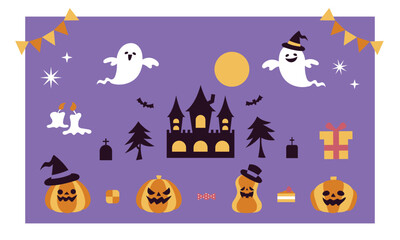 シンプルでかわいいハロウィンイラスト素材セット