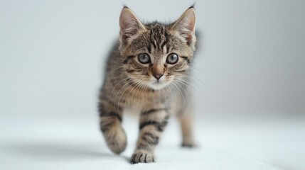 Tabby Kitten Walking Towards Camera