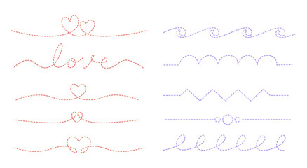 Obraz premium Dashed Line Doodle Set