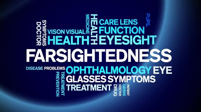 Farsightedness animated word cloud;text design animation tag kinetic typography seamless loop.