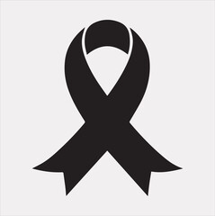 Cancer Ribbon silhouette vector on white background cancer awareness. Symbol healthcare