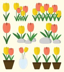 Spring Flower Vectors Set