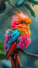 Obraz premium Colorful exotic bird in a lush forest
