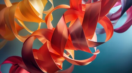 Festive paper pieces twirled and spun