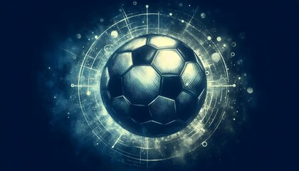 Soccer ball on blue background