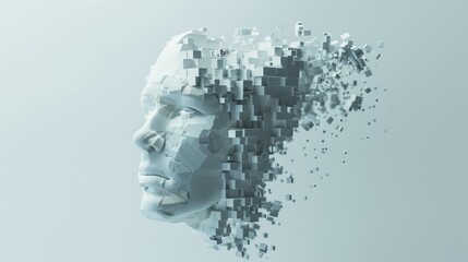 Disintegrating Human Face in Digital Art