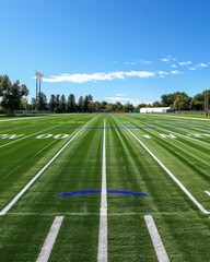Clear View of a Football Field with Blue Sky