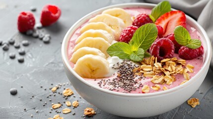 Delicious Smoothie Bowl with Fresh Fruits and Granola