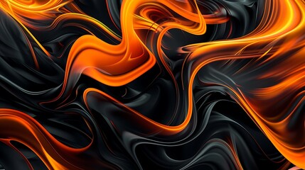Obraz premium Abstract wavy orange and black flowing shapes