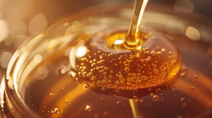 Artistic CloseUp of Honey Jar with Lid Removed, Perfect for Kitchen Decor and Culinary Publications